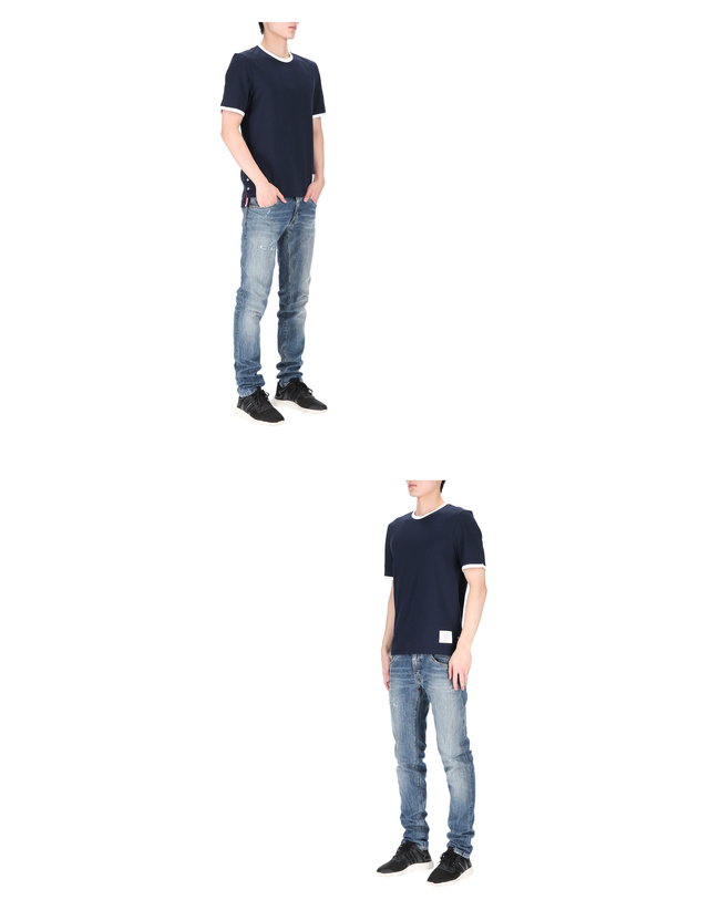 톰브라운 삼선탭 링거 MJS083A 00042 415 남성 반팔 티셔츠 착용컷