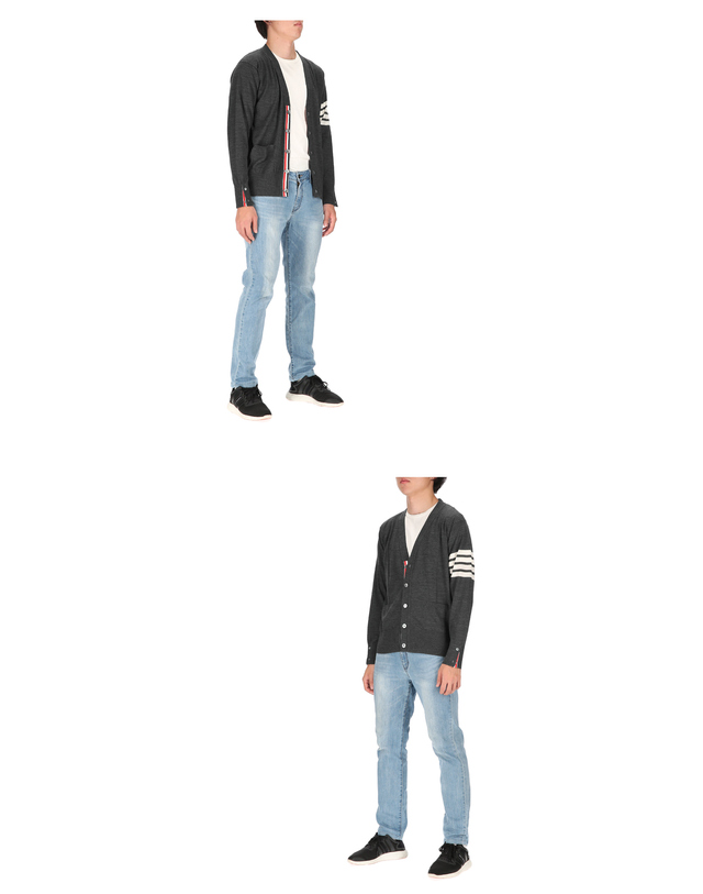 톰브라운 사선완장 MKC002A Y1014 022 남성 울 가디건 착용컷
