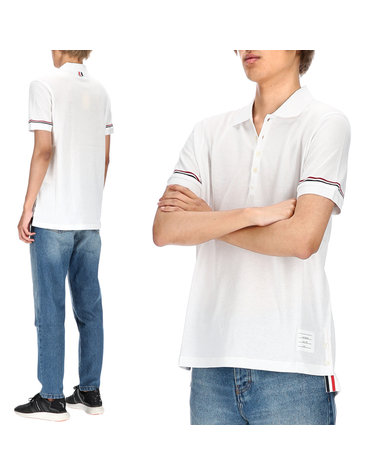 톰브라운 RWB 스트라이프 MJP193A J0129 100 라이트웨이트 폴로 반팔티셔츠