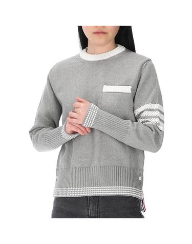 톰브라운 사선완장 FKA453A Y3017 055 4바 포인텔 저지 크루넥 풀오버 니트