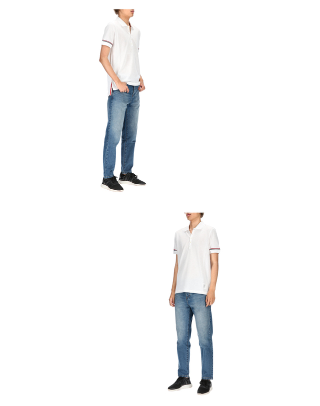 톰브라운 톰브라운 RWB 스트라이프 MJP193A J0129 100 라이트웨이트 폴로 반팔티셔츠 착용컷
