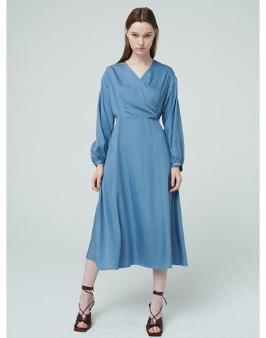 Wrap Flare Dress - Sky Blue