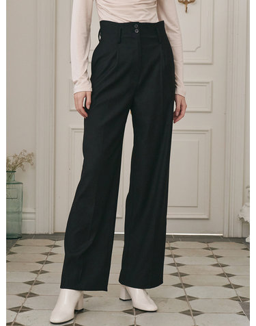 Highwaist Button Trousers - Black