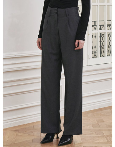 Highwaist Button Trousers - Dark Gray