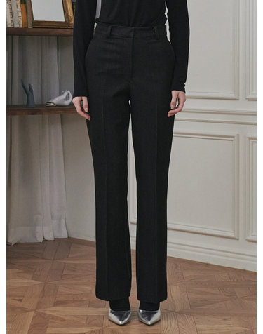 Highwaist Semi Bootcut Pants Jean - Black