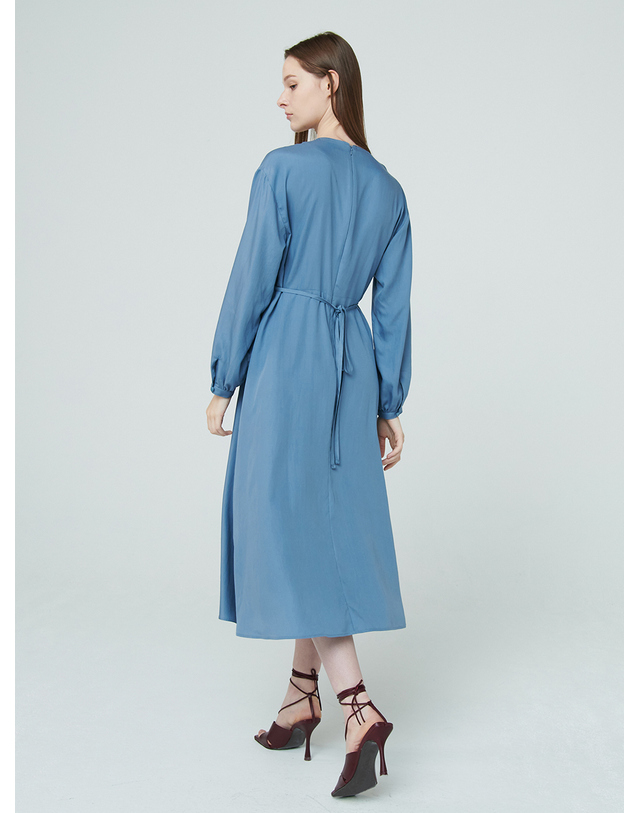 누브 Wrap Flare Dress - Sky Blue 착용컷