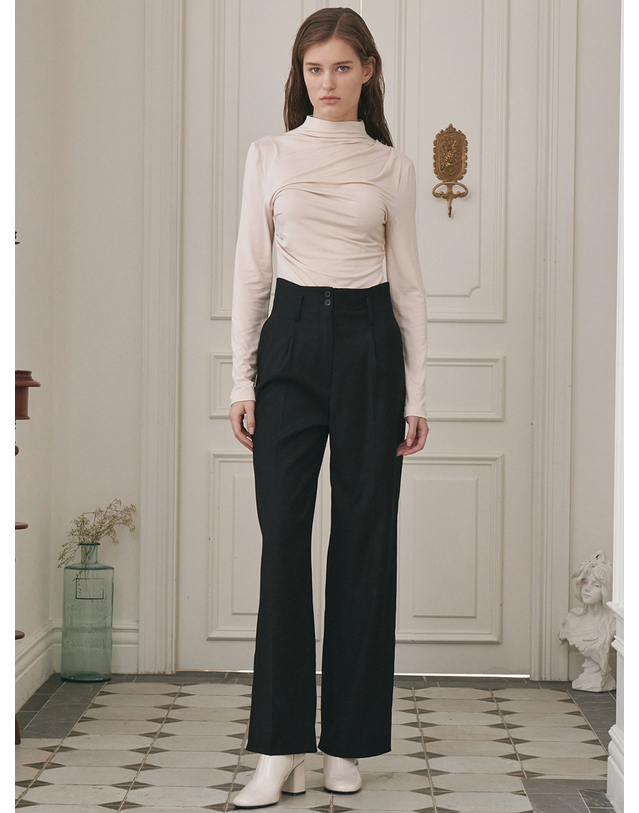 누브 Highwaist Button Trousers - Black 착용컷
