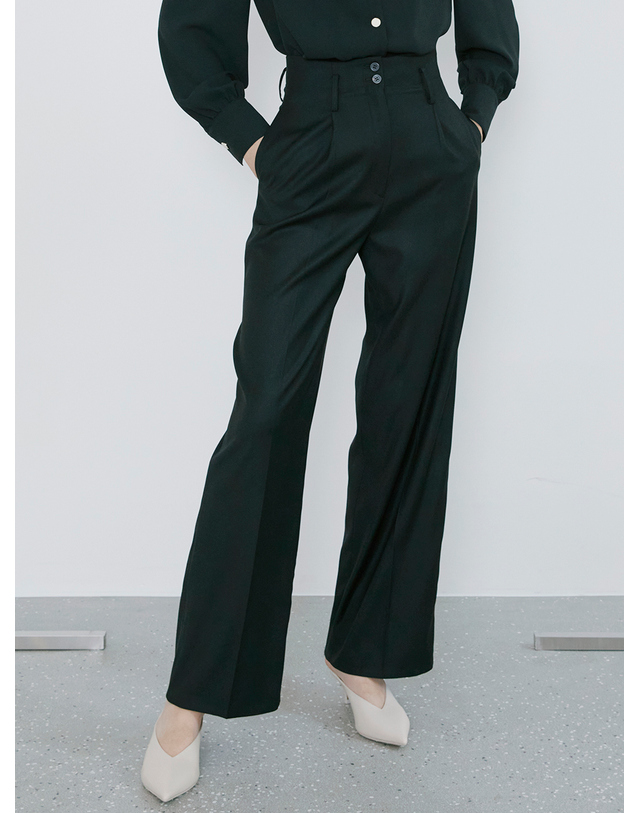 누브 Highwaist Button Trousers - Black 착용컷