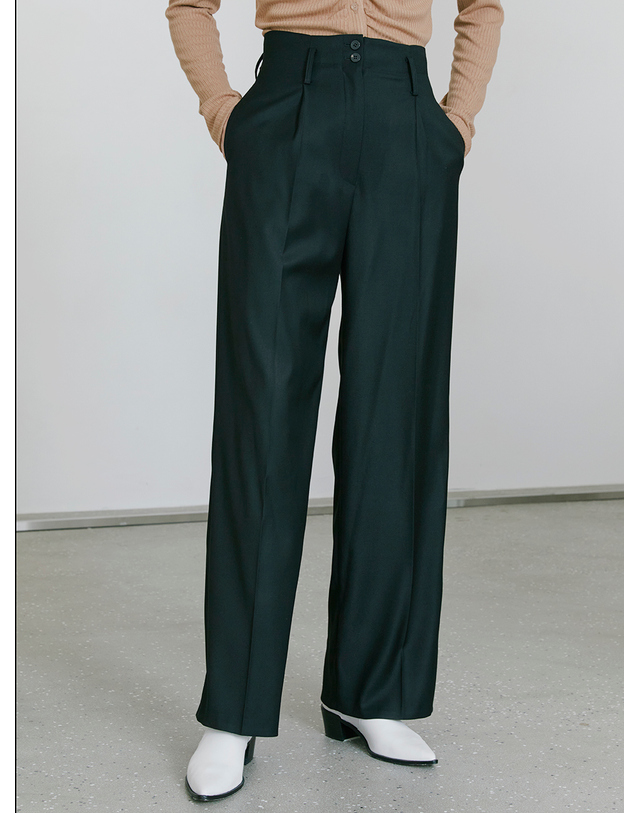 누브 Highwaist Button Trousers - Black 착용컷