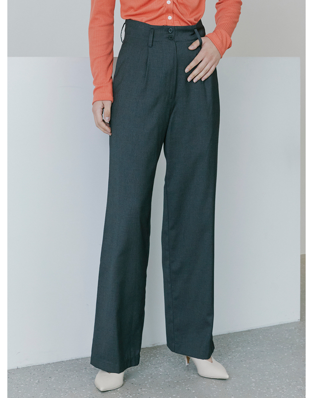 누브 Highwaist Button Trousers - Dark Gray 착용컷