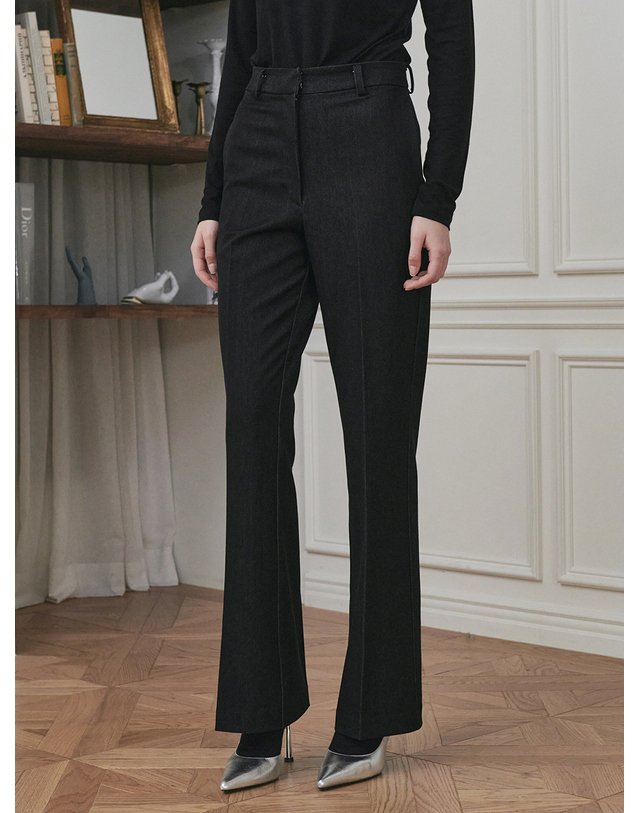누브 Highwaist Semi Bootcut Pants Jean - Black 착용컷