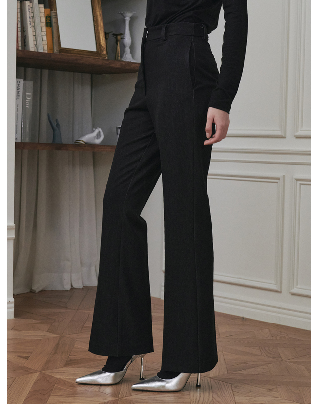누브 Highwaist Semi Bootcut Pants Jean - Black 착용컷