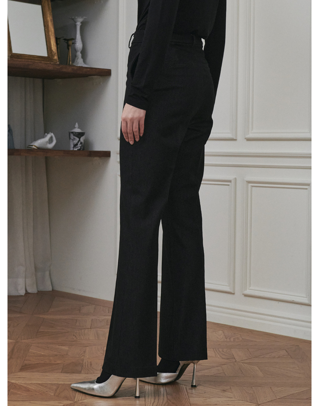 누브 Highwaist Semi Bootcut Pants Jean - Black 착용컷