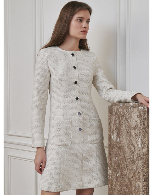 누브 Tweed Pocket Dress - Ivory 착용컷