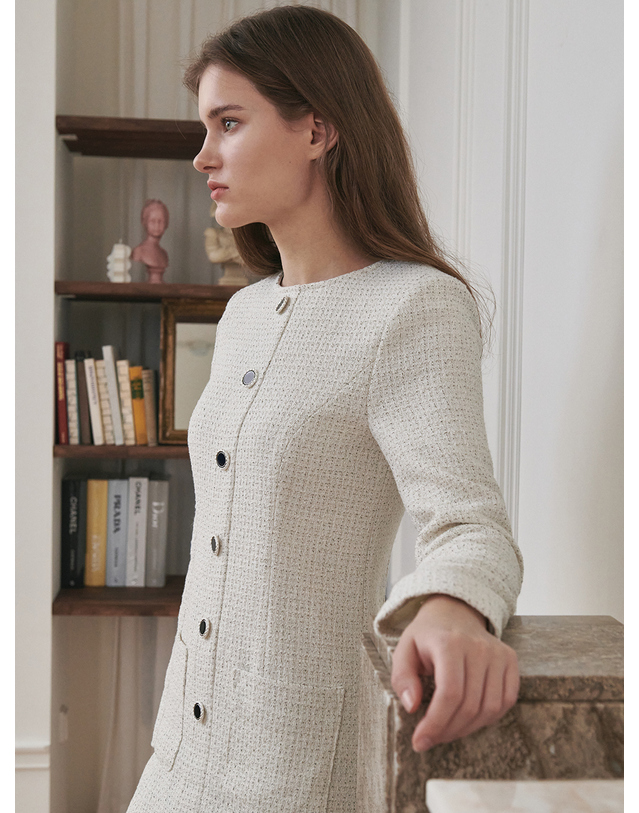 누브 Tweed Pocket Dress - Ivory 착용컷
