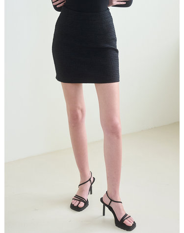 Tweed Stitch Mini Skirt -Black