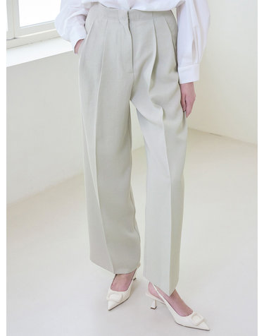 Two Tuck Wide Pants - Olive