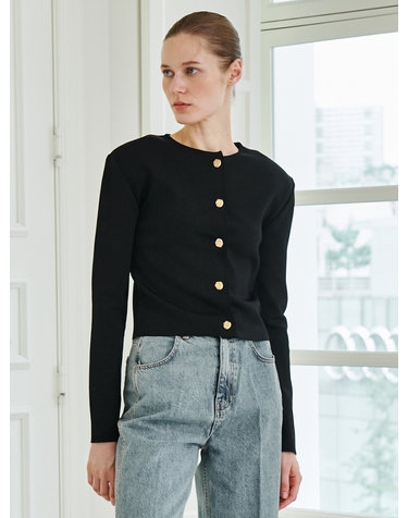 Crop Soft Knit Cardigan - Black