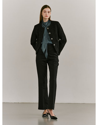 Boucle Tweed Stitch Jacket - Black