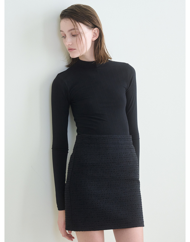 누브 Tweed Stitch Mini Skirt -Black 착용컷