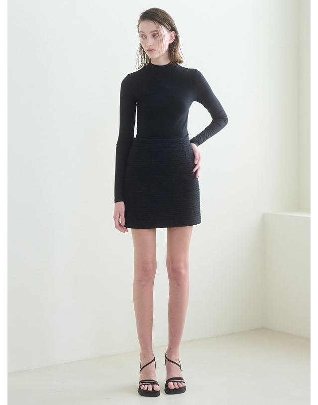 누브 Tweed Stitch Mini Skirt -Black 착용컷