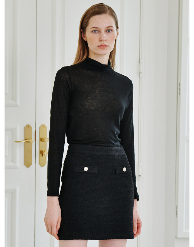 누브 Tweed Button Skirt -Black 착용컷