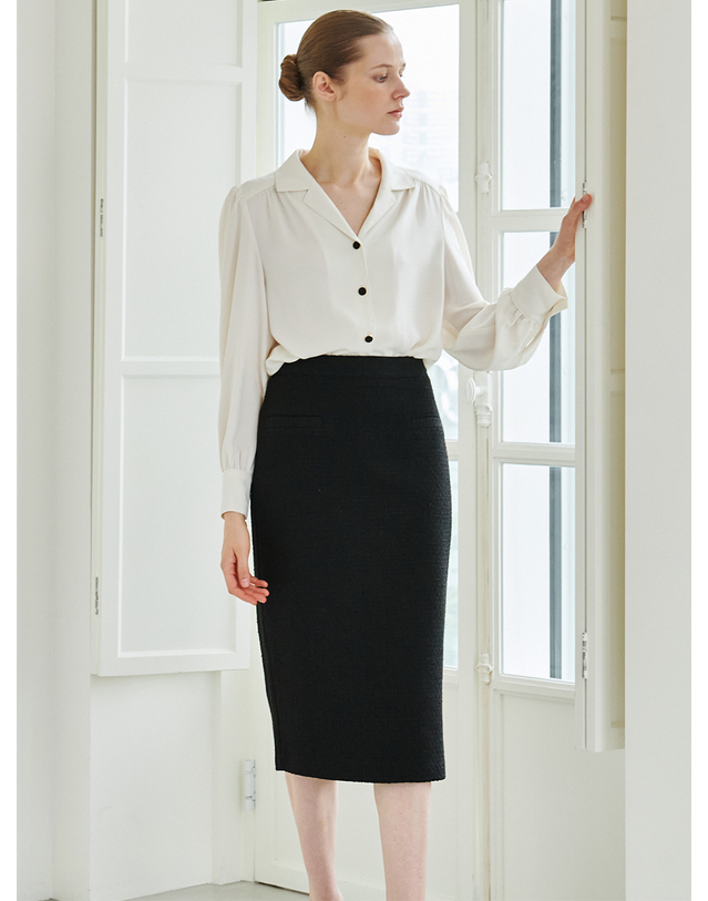 누브 Tweed Welt Pocket Skirt -Black 착용컷