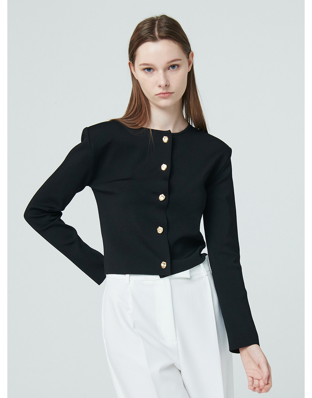 누브 Crop Soft Knit Cardigan - Black 착용컷