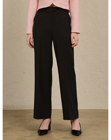 Straight Semi Wide Pants - Black