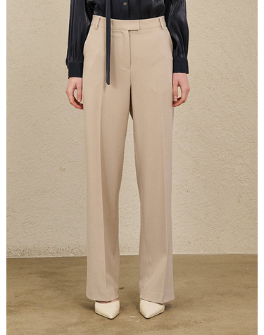 Straight Semi Wide Pants - Beige
