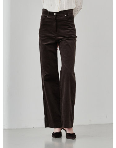 Corduroy Straight Pants-Brown