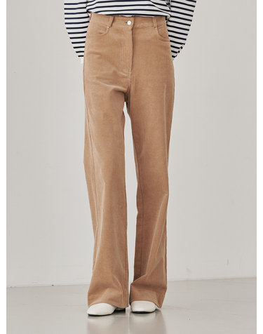 Corduroy Straight Pants-Beige