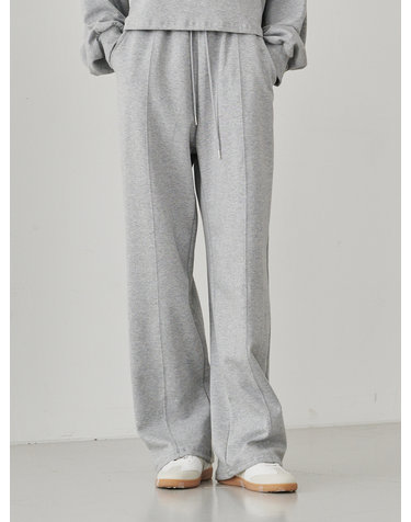 Wide Pintuck Banding Pants - M. Gray