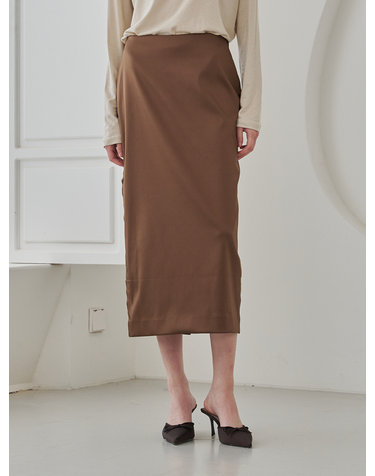Satin Cut Out Skirt - Brown