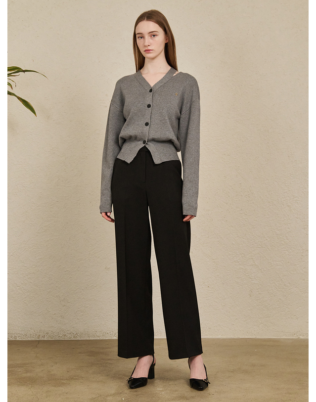 누브 Straight Semi Wide Pants - Black 블랙 착용컷