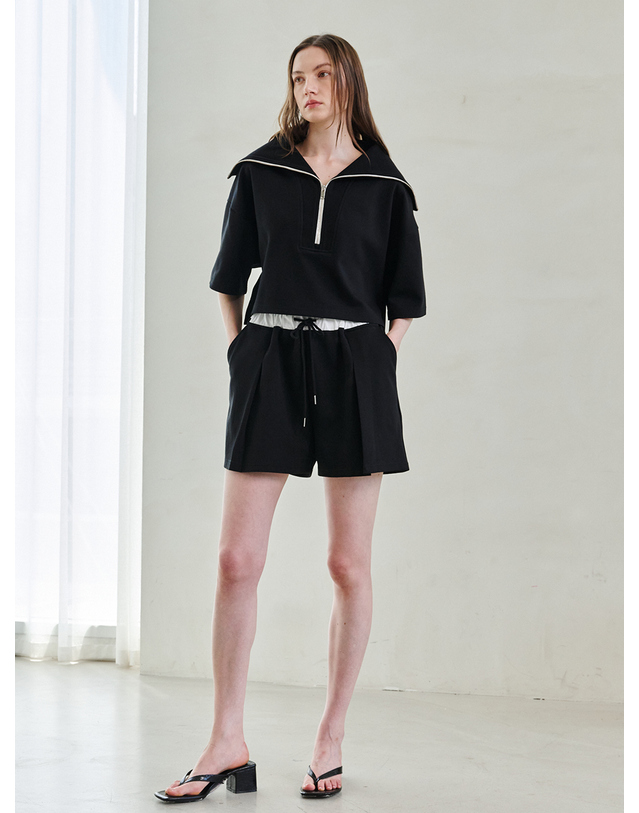 누브 Double Waist Short Pants - Black 착용컷