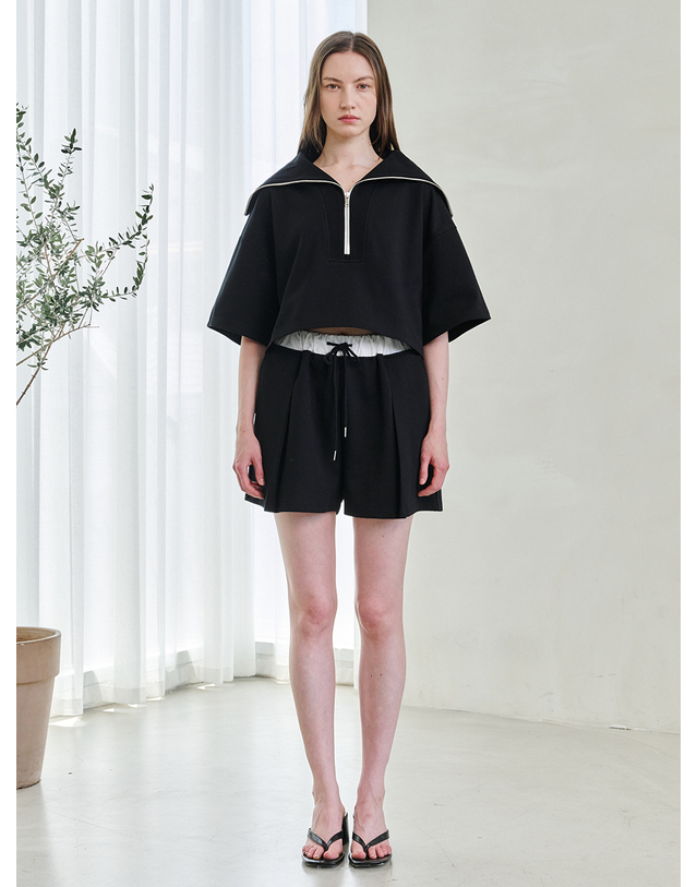누브 Double Waist Short Pants - Black 착용컷