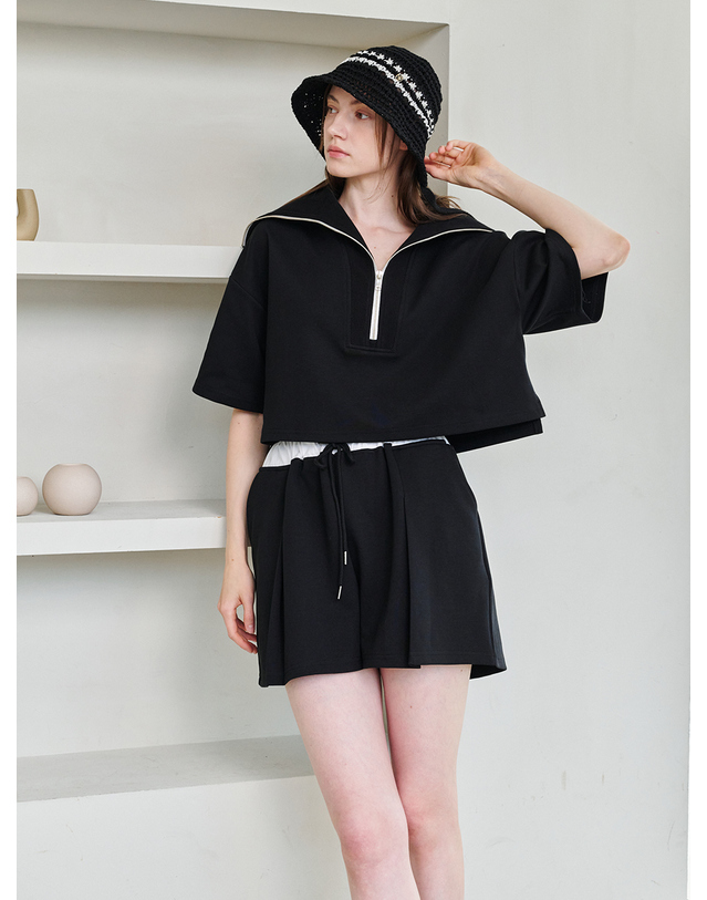 누브 Double Waist Short Pants - Black 착용컷