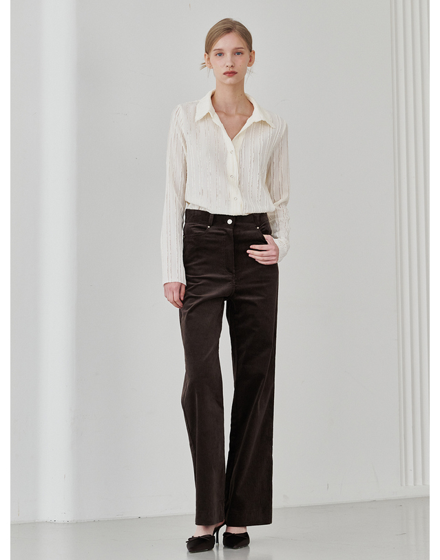 누브 Corduroy Straight Pants-Brown 착용컷