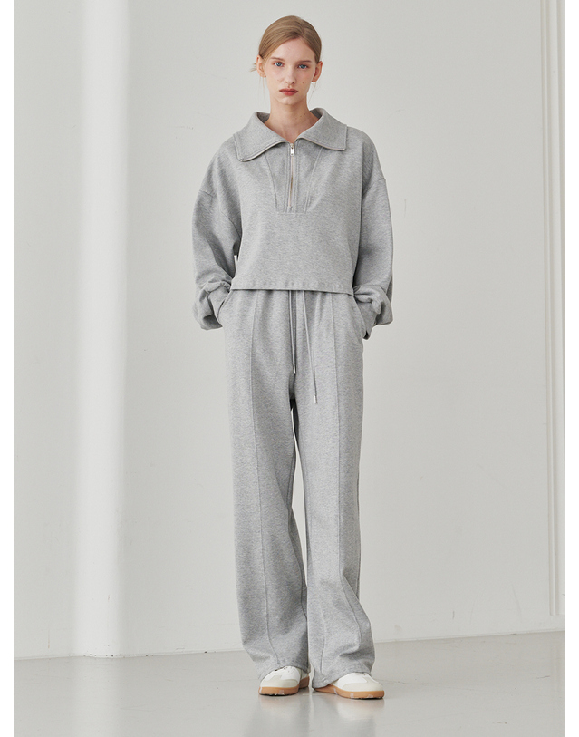 누브 Wide Pintuck Banding Pants - M. Gray 화이트 착용컷