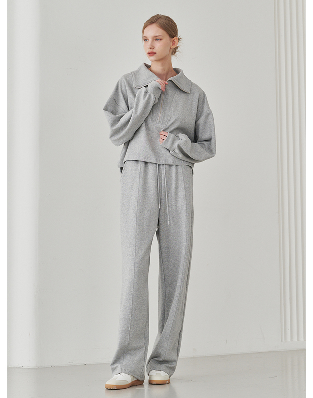 누브 Wide Pintuck Banding Pants - M. Gray 화이트 착용컷