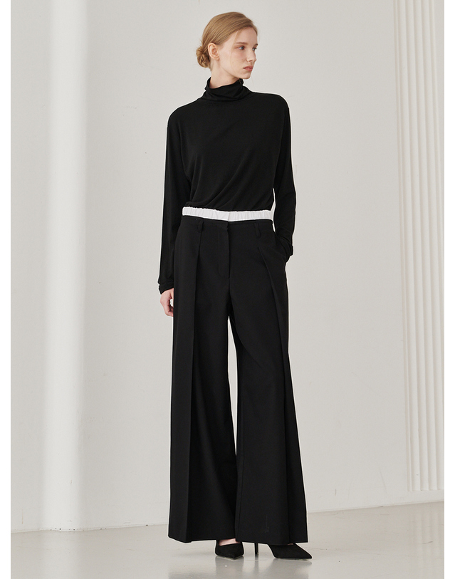 누브 Double Waist Wool Pants - Black 블랙 착용컷