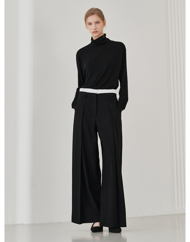 누브 Double Waist Wool Pants - Black 블랙 착용컷