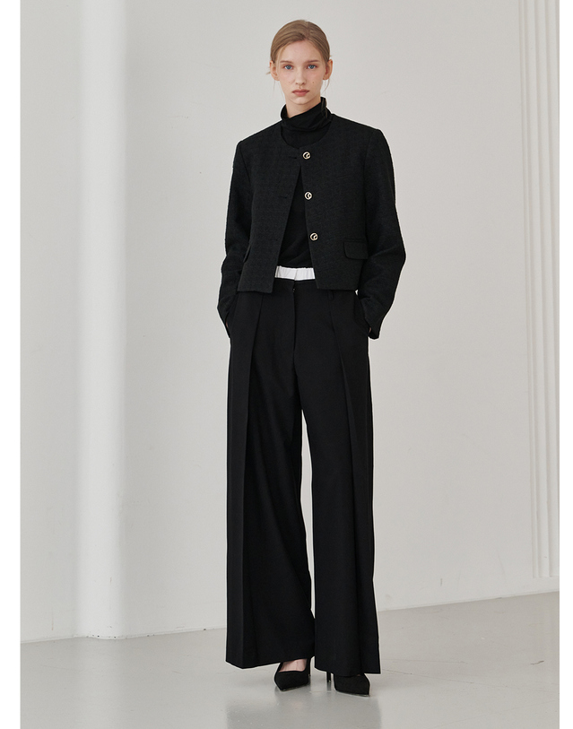 누브 Double Waist Wool Pants - Black 블랙 착용컷