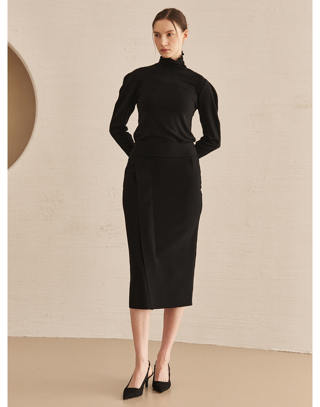 누브 Slit Cut Out Skirt -Black 블랙 착용컷