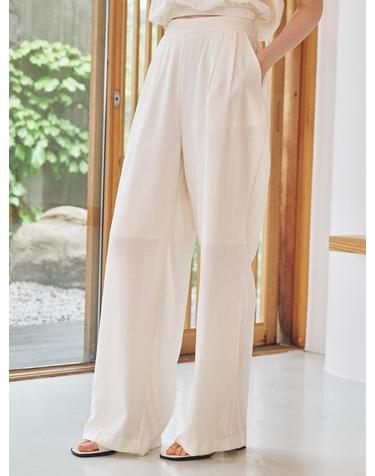 써머 링클 밴딩 팬츠 - 아이보리 / Summer Wrinkle Banding Pants - Ivory