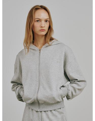 에센셜 후드 집업 - 멜란지 그레이 / Essential Hood Zip Up - M.Gray