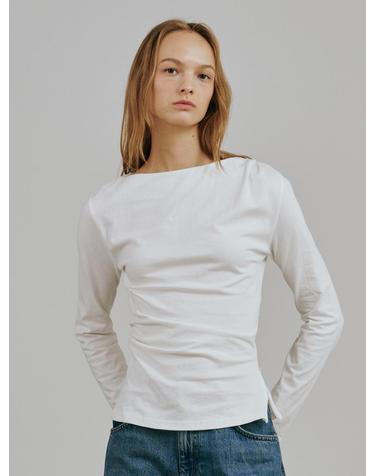 보트넥 드레이프 티셔츠 - 화이트 / Boatneck Drape T-shirts - White