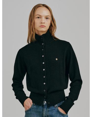 터틀넥 울 가디건 - 블랙 / Tultleneck Wool Cardigan - Black