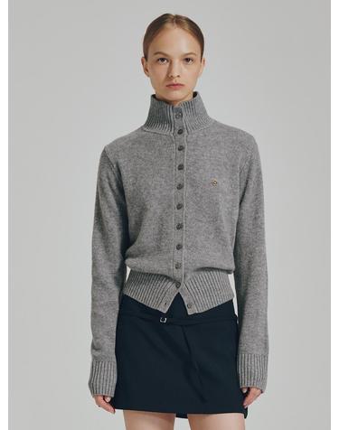 터틀넥 울 가디건 - 멜란지 그레이 / Tultleneck Wool Cardigan - M. Gray